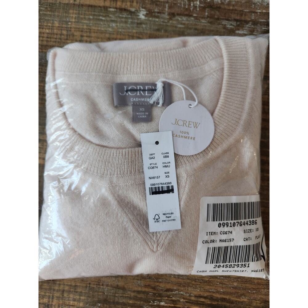 NWT J. Crew Cashmere Crewneck Sweatshirt Pink XS - Picture 10 of 10